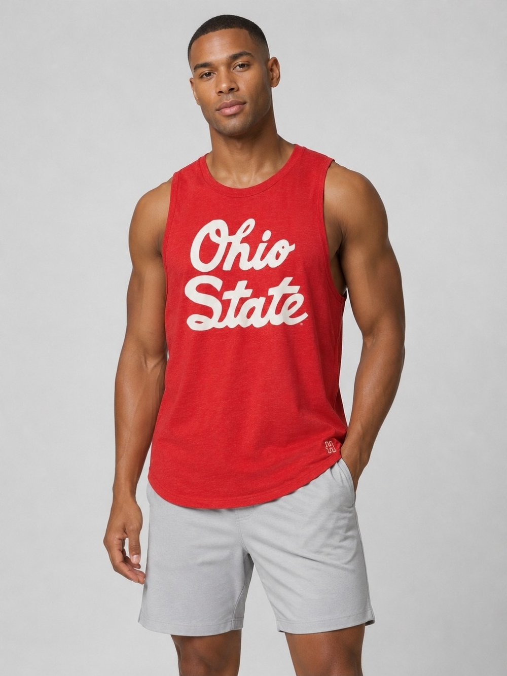HOMAGE Red Ohio State Tank Top with White Script